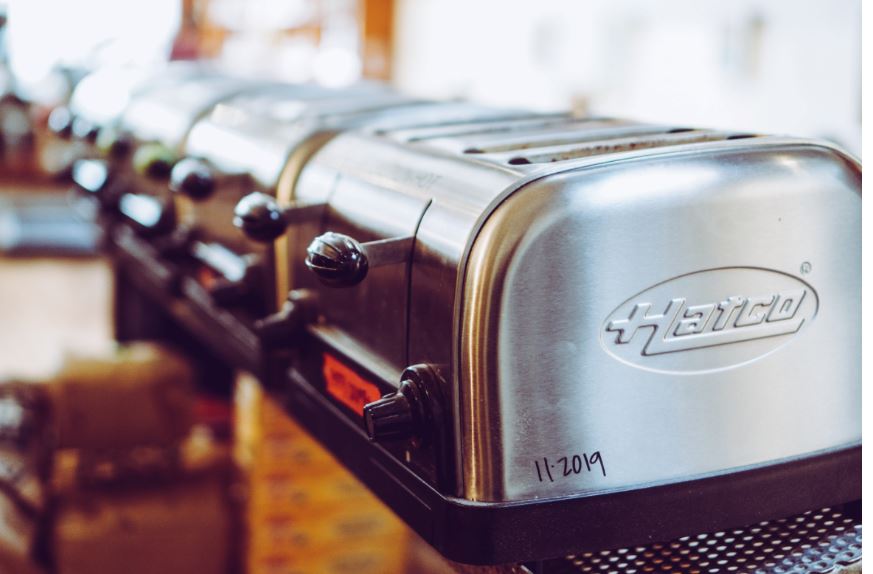 Close-up image of 4 hatco toasters